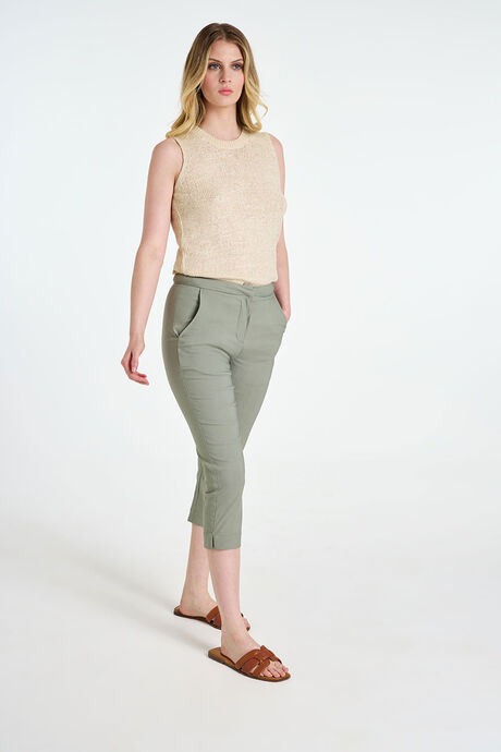 Fly Front Bengaline Cropped Trousers