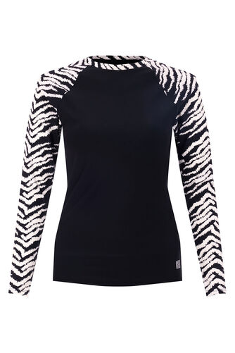 DASH - Long Sleeve Monochrome Zebra Print Tankini Top