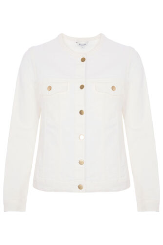 Collarless Denim Jacket