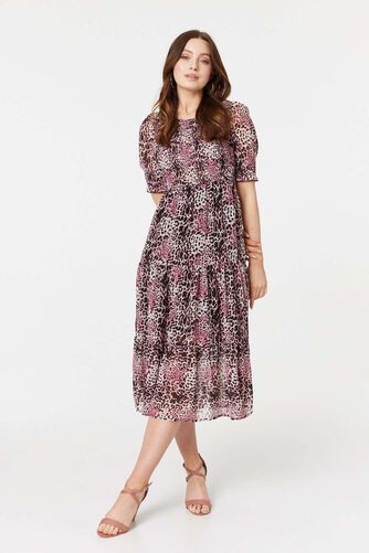 Izabel London - Animal Print Midi Smock Dress
