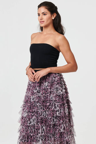 Izabel London – Animal Print Semi Sheer Mesh Midi Skirt