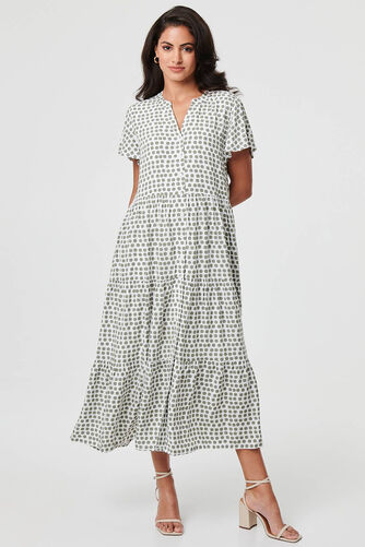 Izabel London – Printed Short Sleeve Relaxed Midi Dress