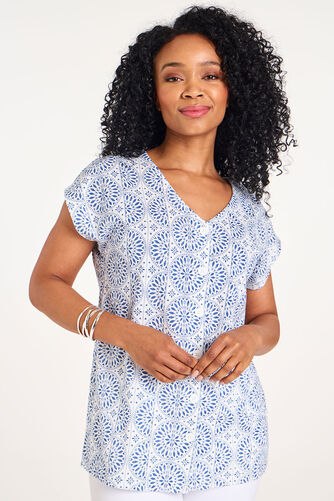 Button Through Circle Print Top