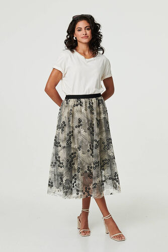 Izabel London – Printed A-Line Midi Skirt