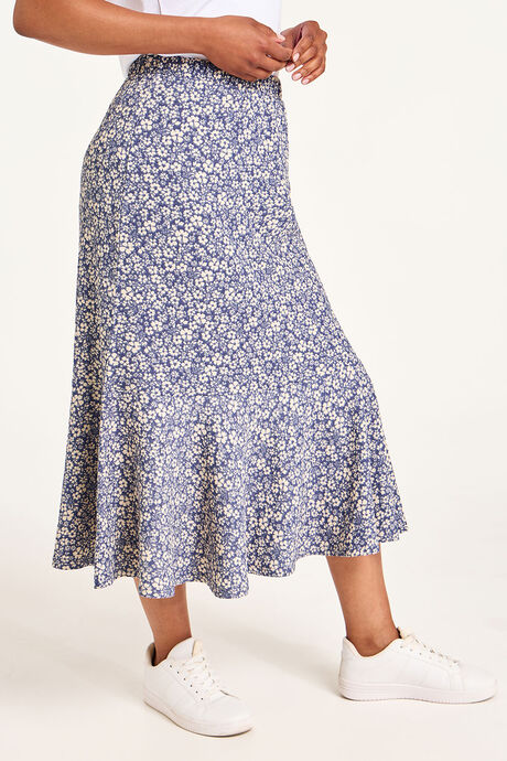 Floral Print Crinkle Peplum Skirt