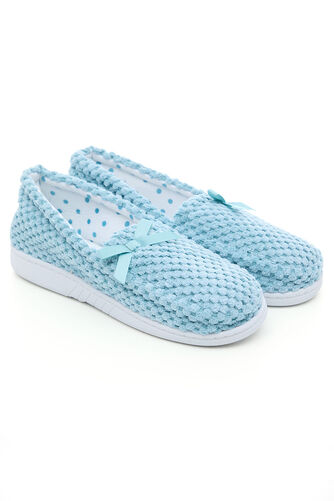 Fleece Moccasin Slippers with Bow Detail