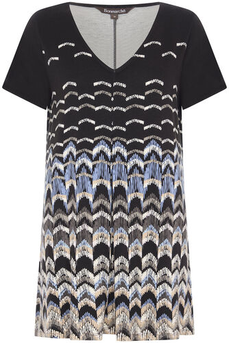 Short Sleeve Chevron Print Tunic