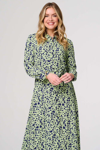 Izabel London – Printed Long Sleeve Midi Shirt Dress