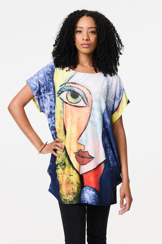 Izabel London – Graphic Print Short Sleeve Relaxed Tunic