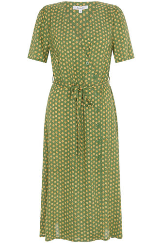 Floral Print Button Detail Wrap Dress