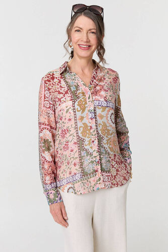 Izabel London – Mosaic Print Long Sleeve Shirt