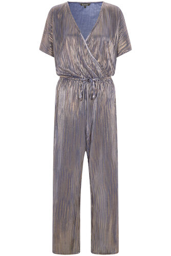 Foil Plisse Belted Jumpsuit