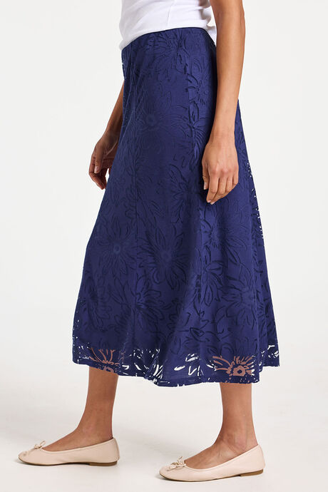 Large Floral Burnout Godet Skirt