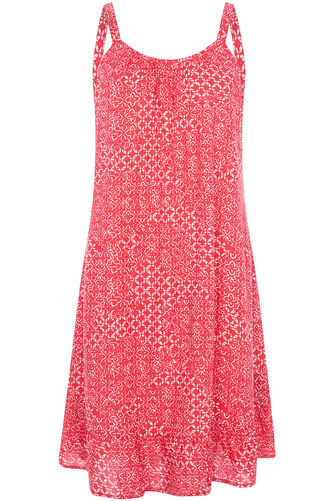 Tribal Patchwork Print Frill Hem Dress