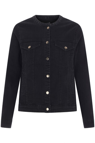Collarless Denim Jacket