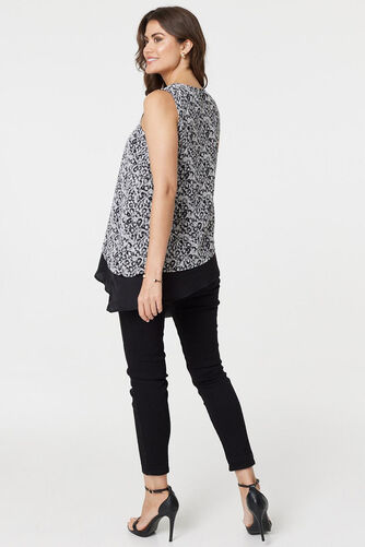 Izabel London – Printed Asymmetric Sleeveless Tunic Top