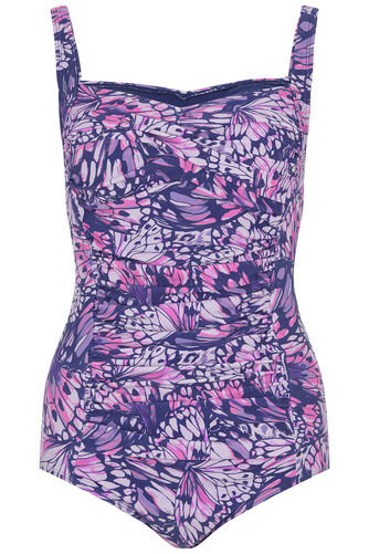 Butterfly Print Ruched Front Swimsuit