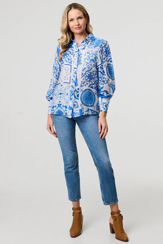Izabel London – Mosaic Print Puff Sleeve Shirt