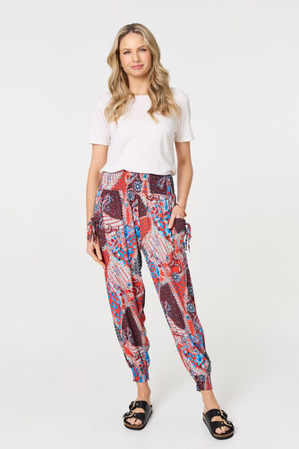 Izabel London – Paisley Print High Waist Harem Trousers