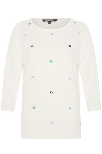 3/4 Sleeve Floral Embroidered Top