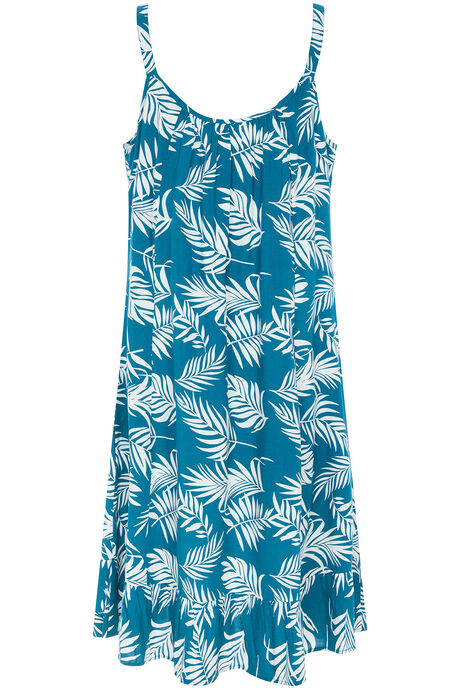 Palm Print Frill Hem Dress
