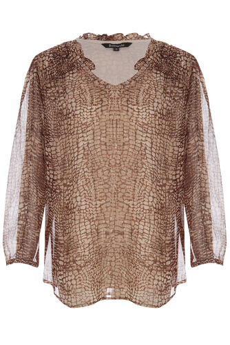 Long Sleeve Snake Print Blouse