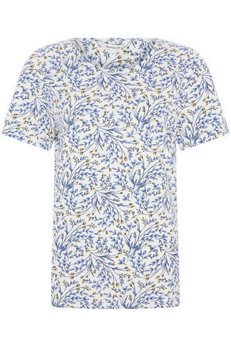 Scoop Neck Sprig Print T-Shirt