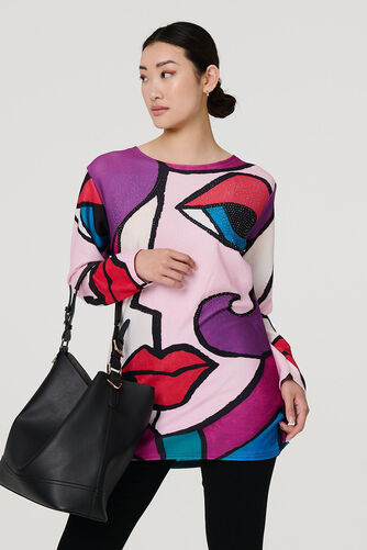 Izabel London – Abstract Diamante Detail Tunic Top