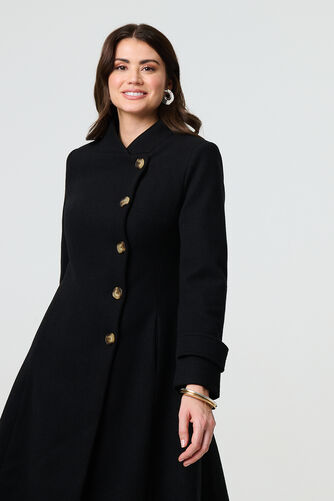 Izabel London – Button Front Funnel Neck Coat