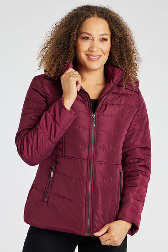 Short Padded Fur Hood Coat