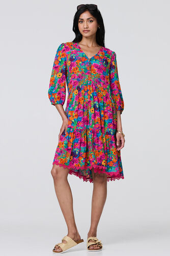 Izabel London - Floral 3/4 Sleeve Smock Dress