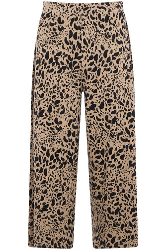 Animal Print Jersey Wide Leg Cropped Trousers
