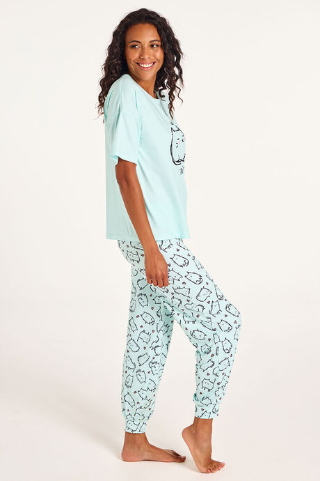 Placement Cat Print Pyjama Set