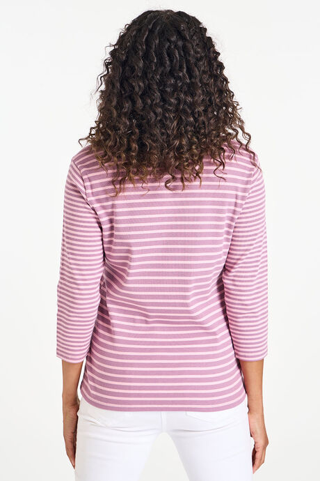 3/4 Sleeve Stripe Rib Top