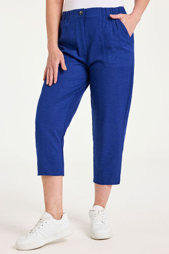 Tapered Cropped Linen Trousers