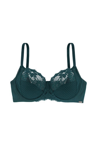 DORINA - Padded Spot Mesh and Lace Detail Wired Bra