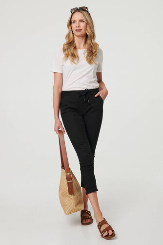 Izabel London – Tie Waist Slim Cropped Trousers