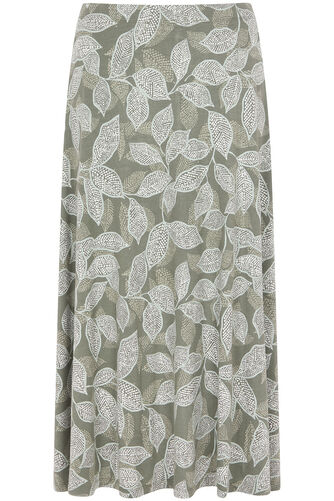 Spot Leaf Print Jersey Flippy Skirt