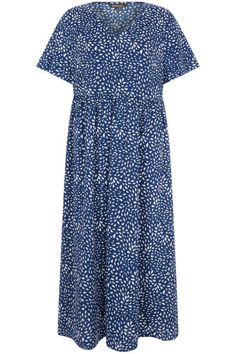 Dash Print Crinkle Smock Dress