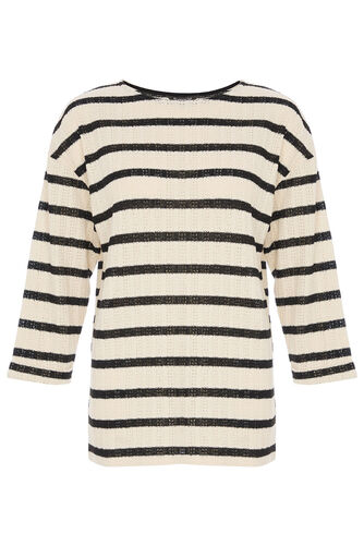 3/4 Sleeve Knit Stripe Top