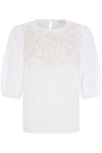 Embroidered Floral Yoke Blouse