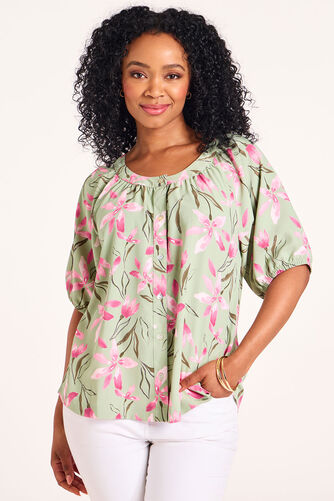 Floral Print Button Through Blouse