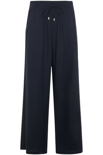 Tie Waist Wide Leg Linen Trousers