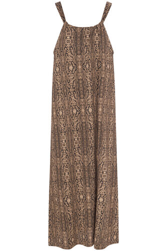 Snake Print Halterneck Crinkle Dress