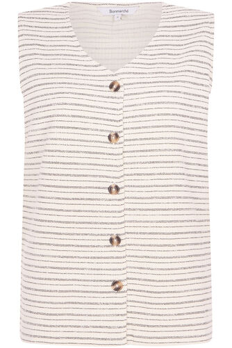 Textured Stripe Button Through Top