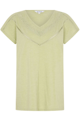 V-Neck Lace Insert T-Shirt