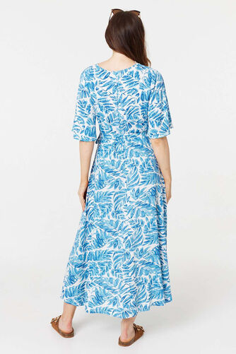 Izabel London - Leaf Print 1/2 Sleeve Wrap Dress