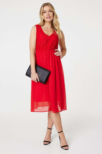 Izabel London - Crochet Detail Sleeveless Midi Dress