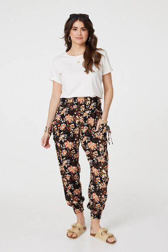 Izabel London - Vintage Floral Shirred Waist Harem Pants