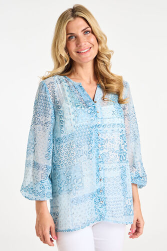 Patchwork Print Blouse With Cami
